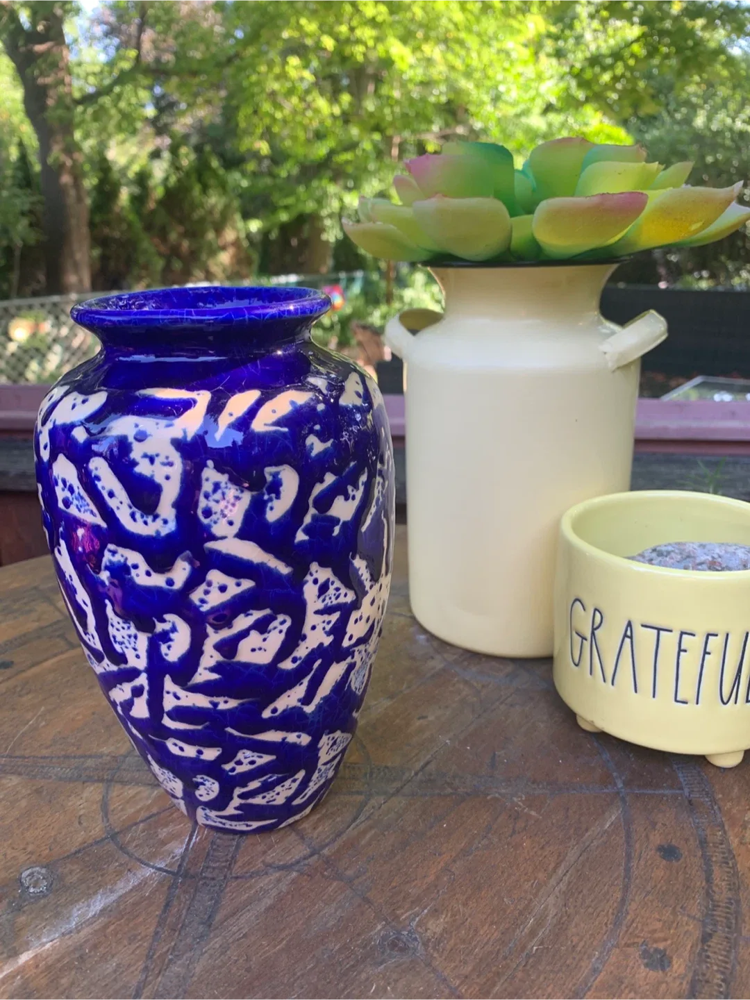 Blue & White Patterned Ceramic Vase thumbnail