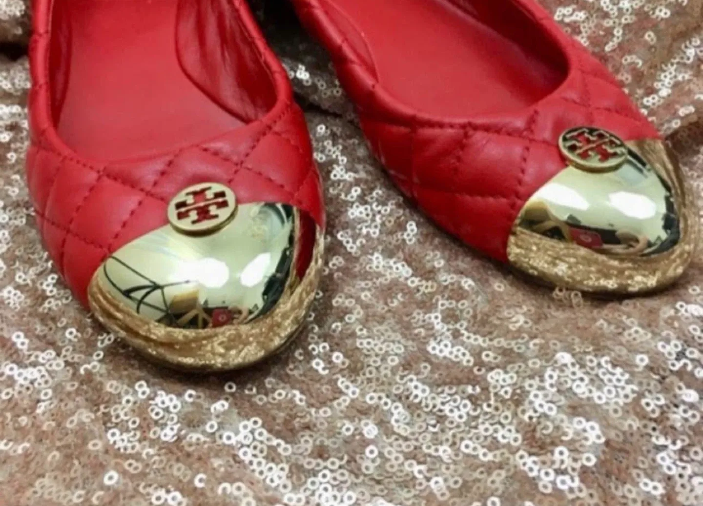 Tory Burch Red Leather Ballet Flats image indicator(3)