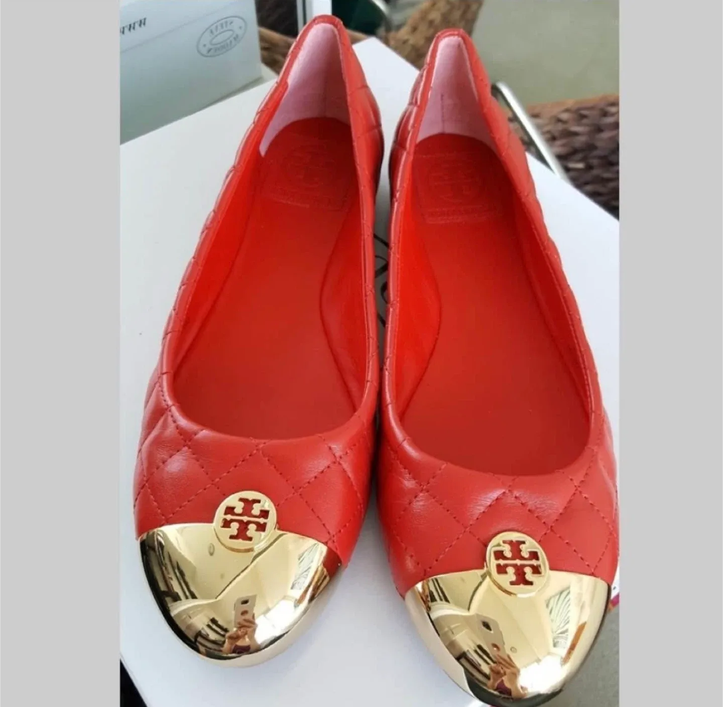 Tory Burch Red Leather Ballet Flats image indicator(2)
