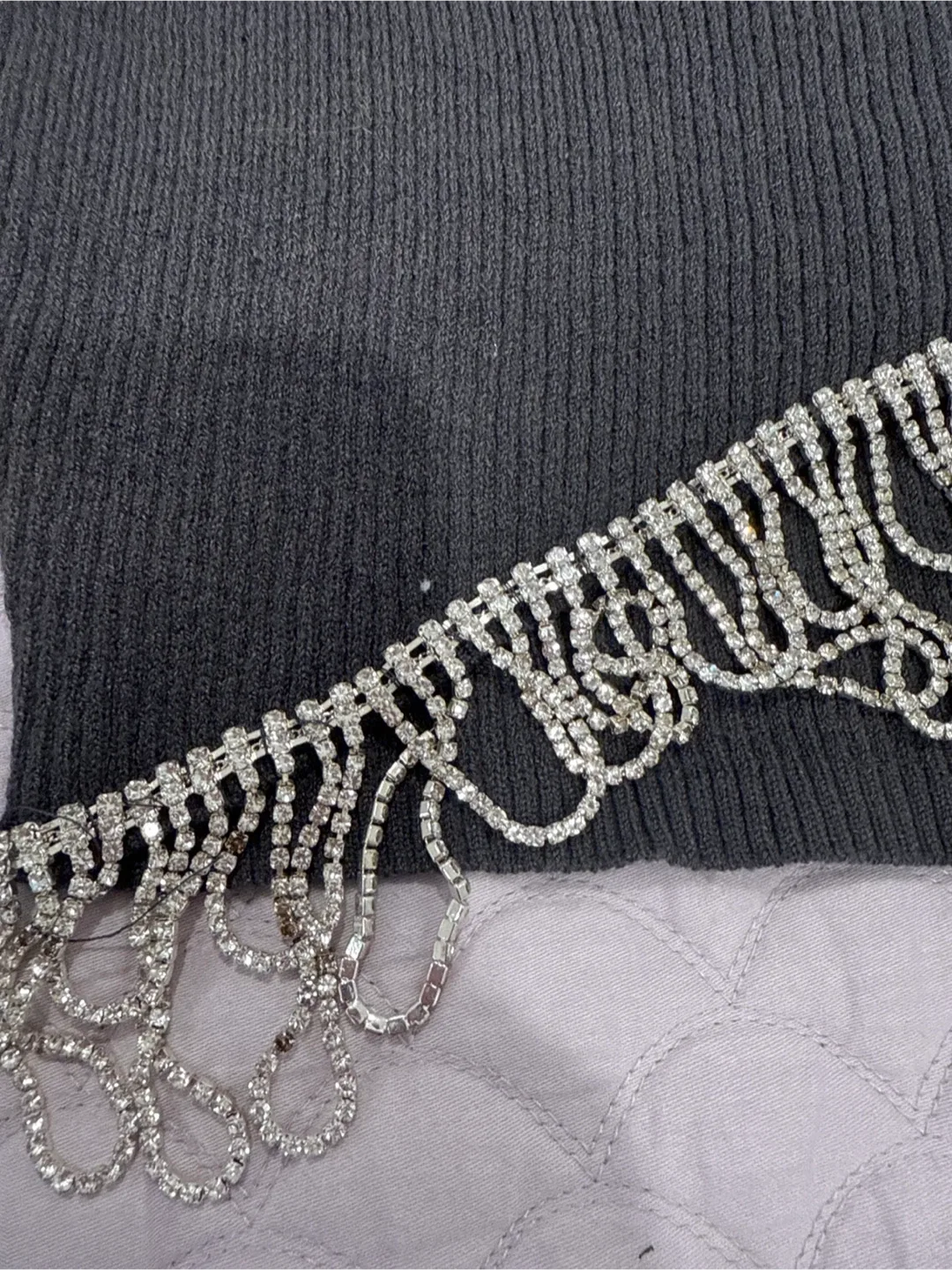 Zara Gray Knit Top with Fringe - Size S image indicator(2)