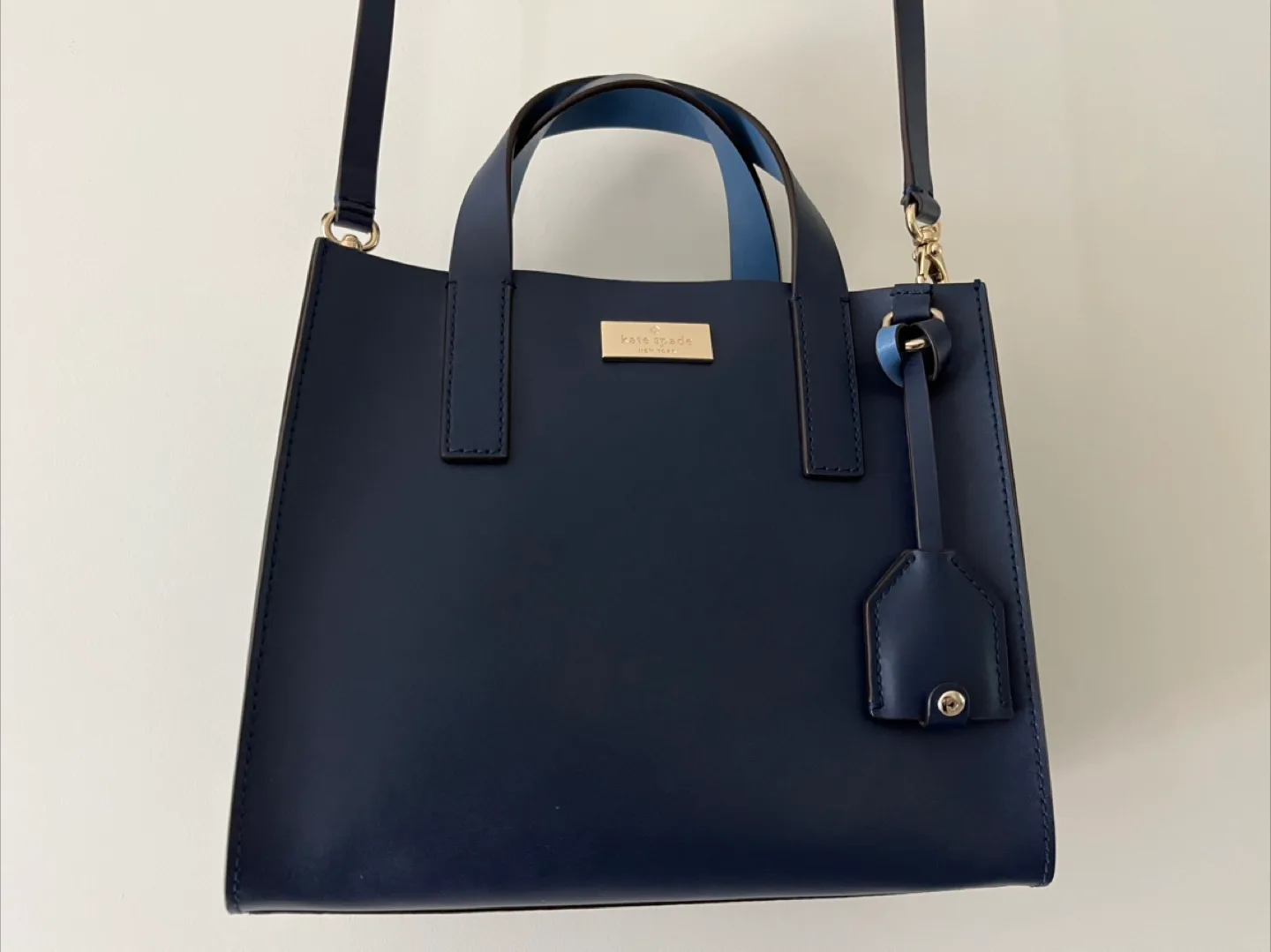 Kate Spade Navy Blue Leather Tote Bag thumbnail