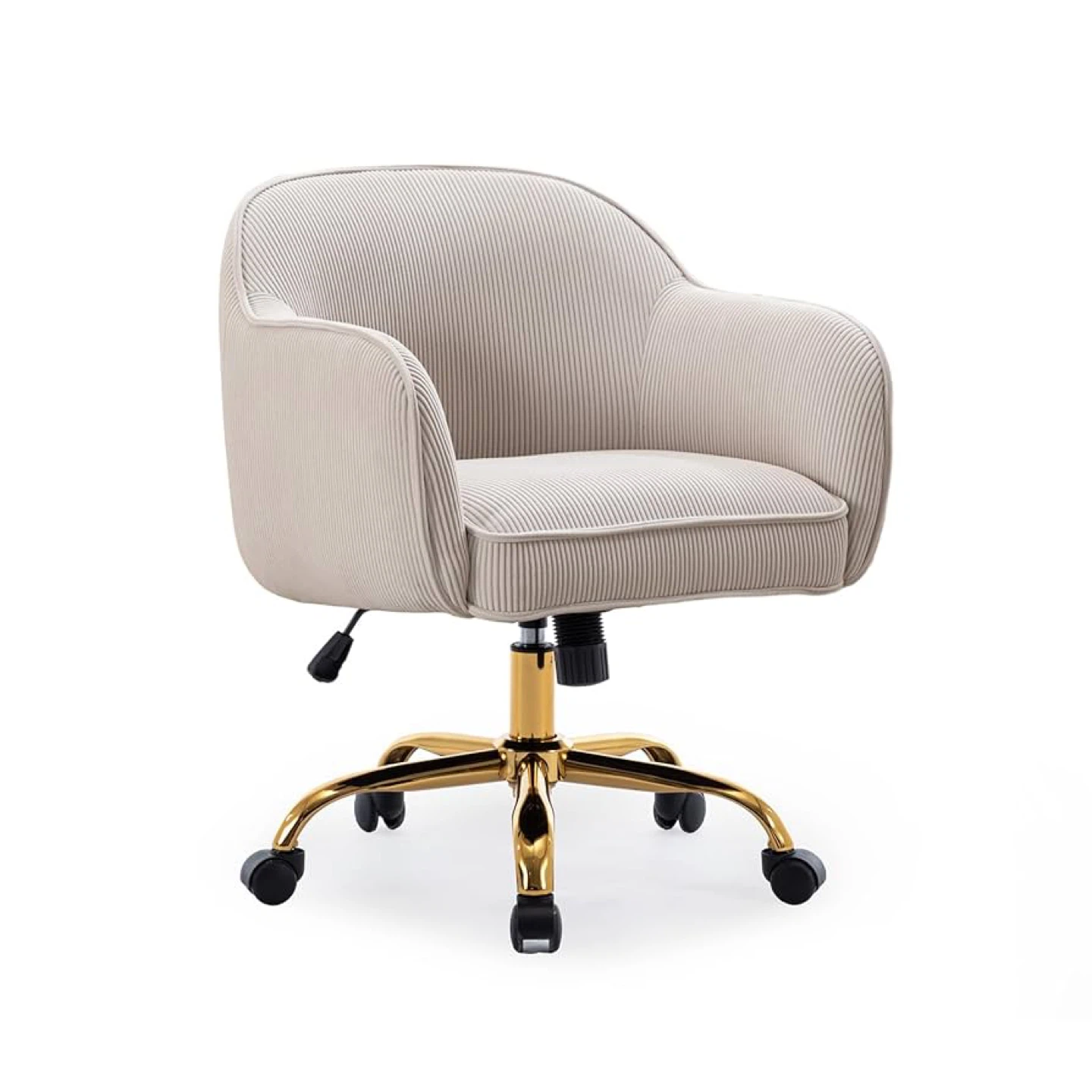 Ivory Corduroy Swivel Office Chair