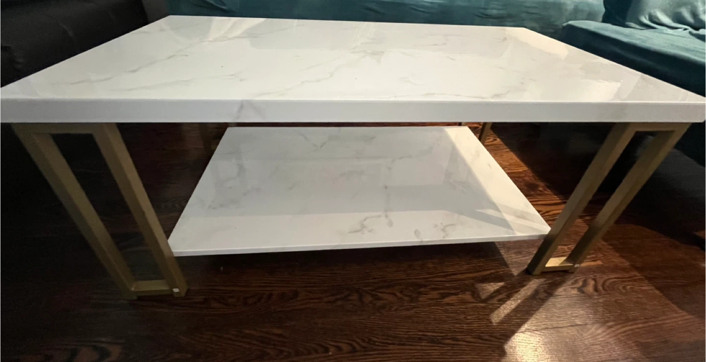 Faux Marble Top Coffee Table - Gold Frame