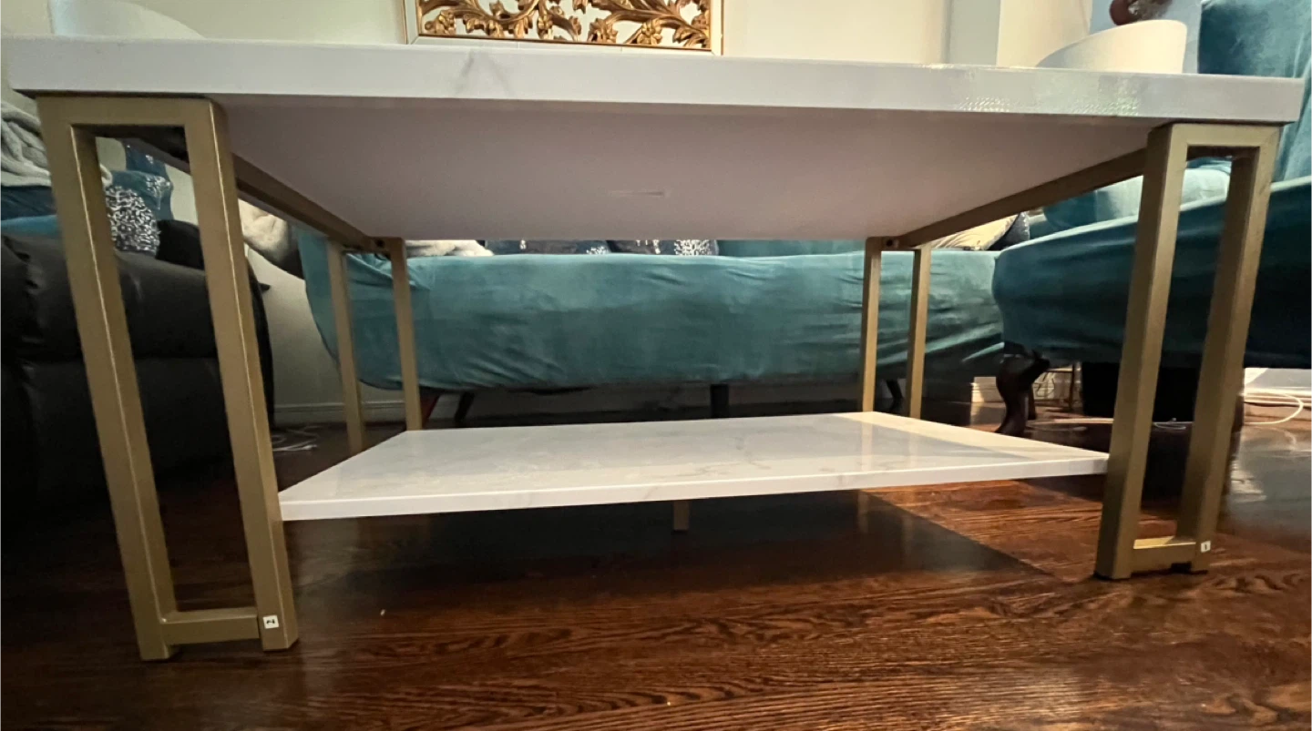 Faux Marble Top Coffee Table - Gold Frame - photo 4
