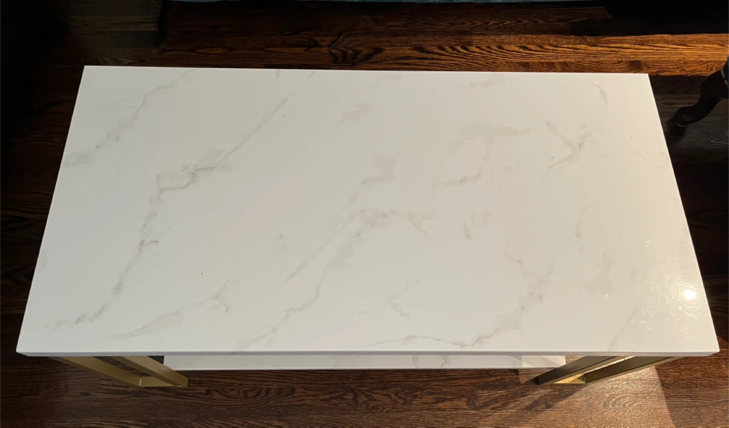 Faux Marble Top Coffee Table - Gold Frame - photo 5