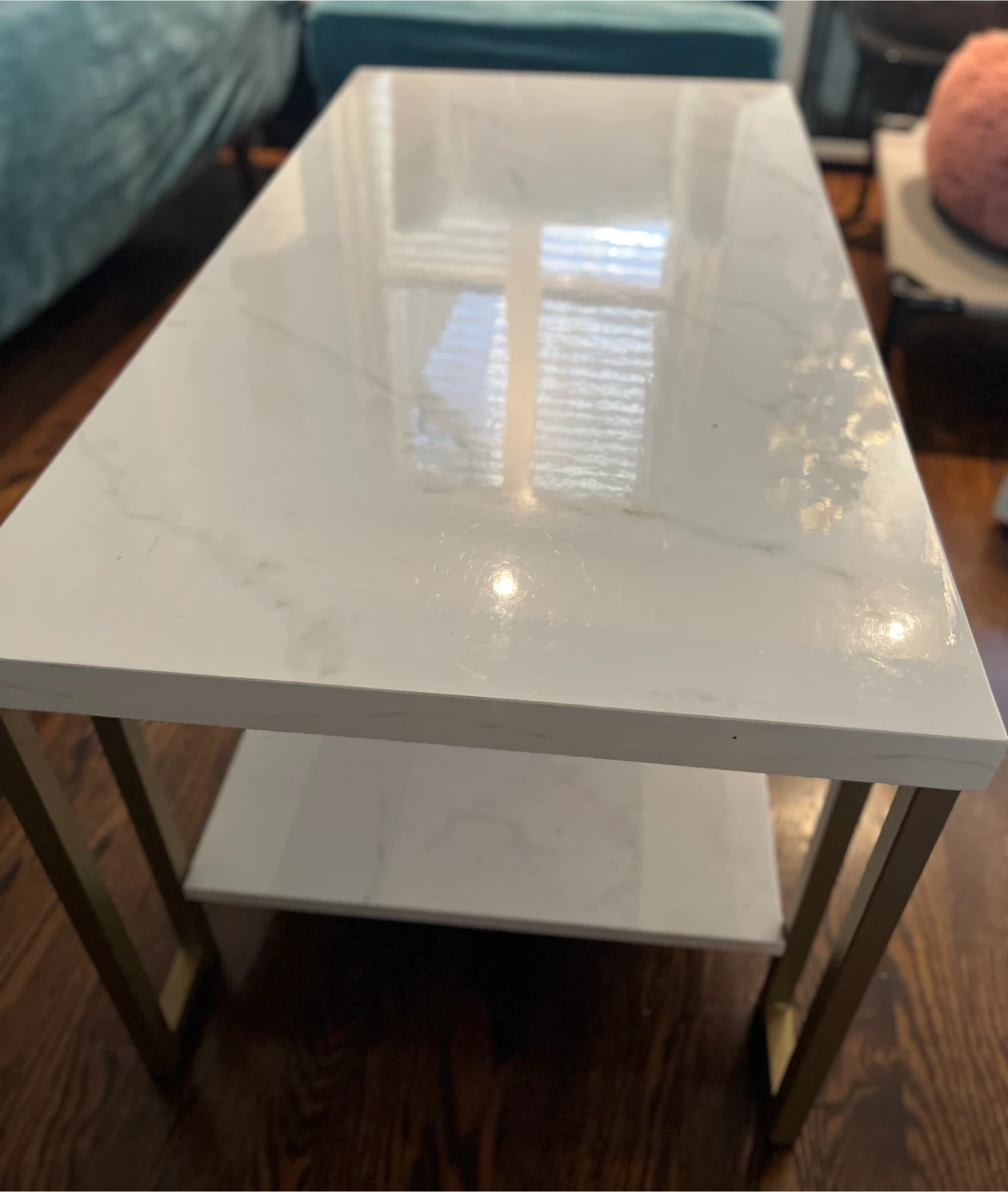 Faux Marble Top Coffee Table - Gold Frame - photo 2