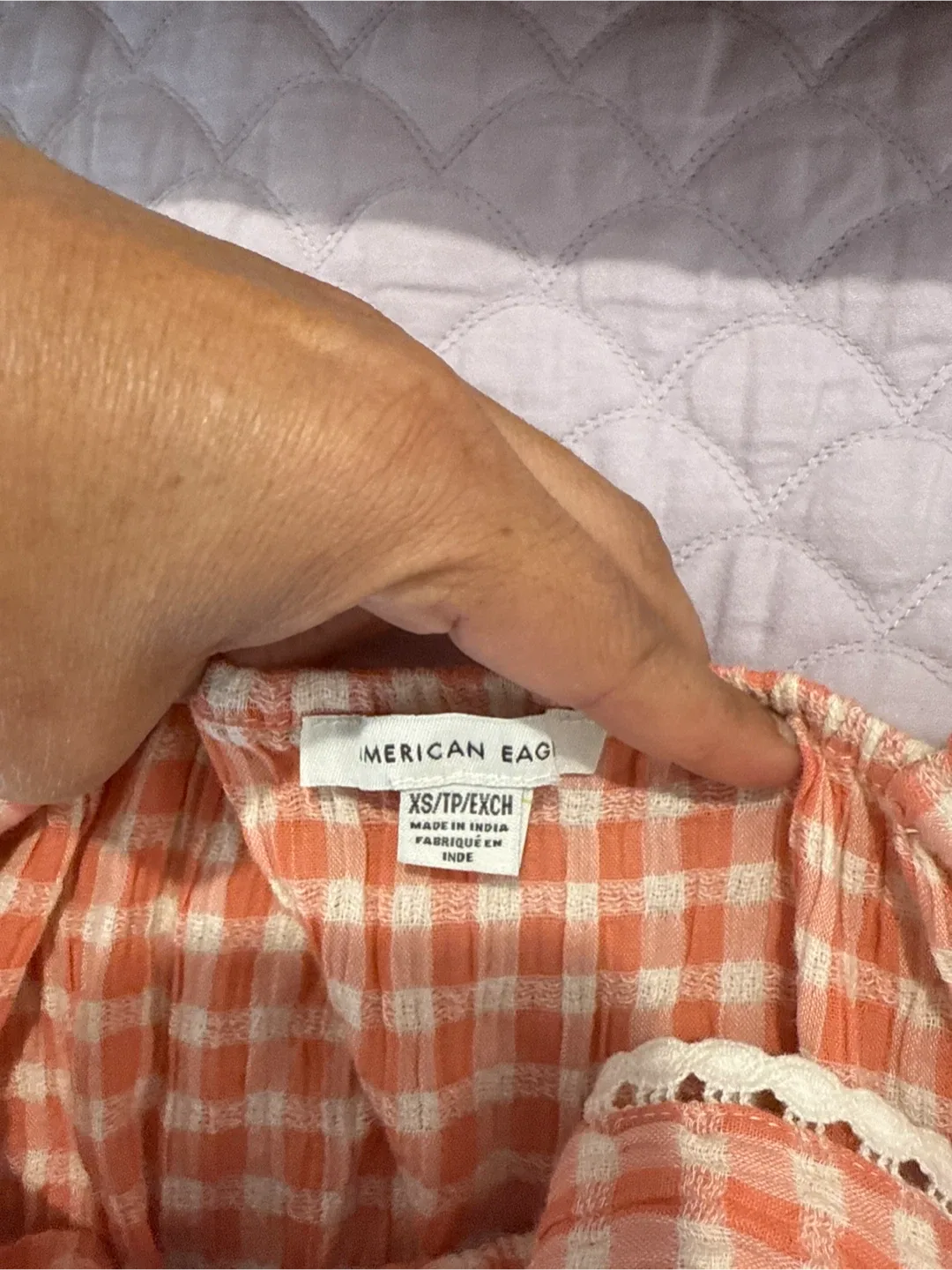 American Eagle XS Orange Gingham Cami image indicator(2)