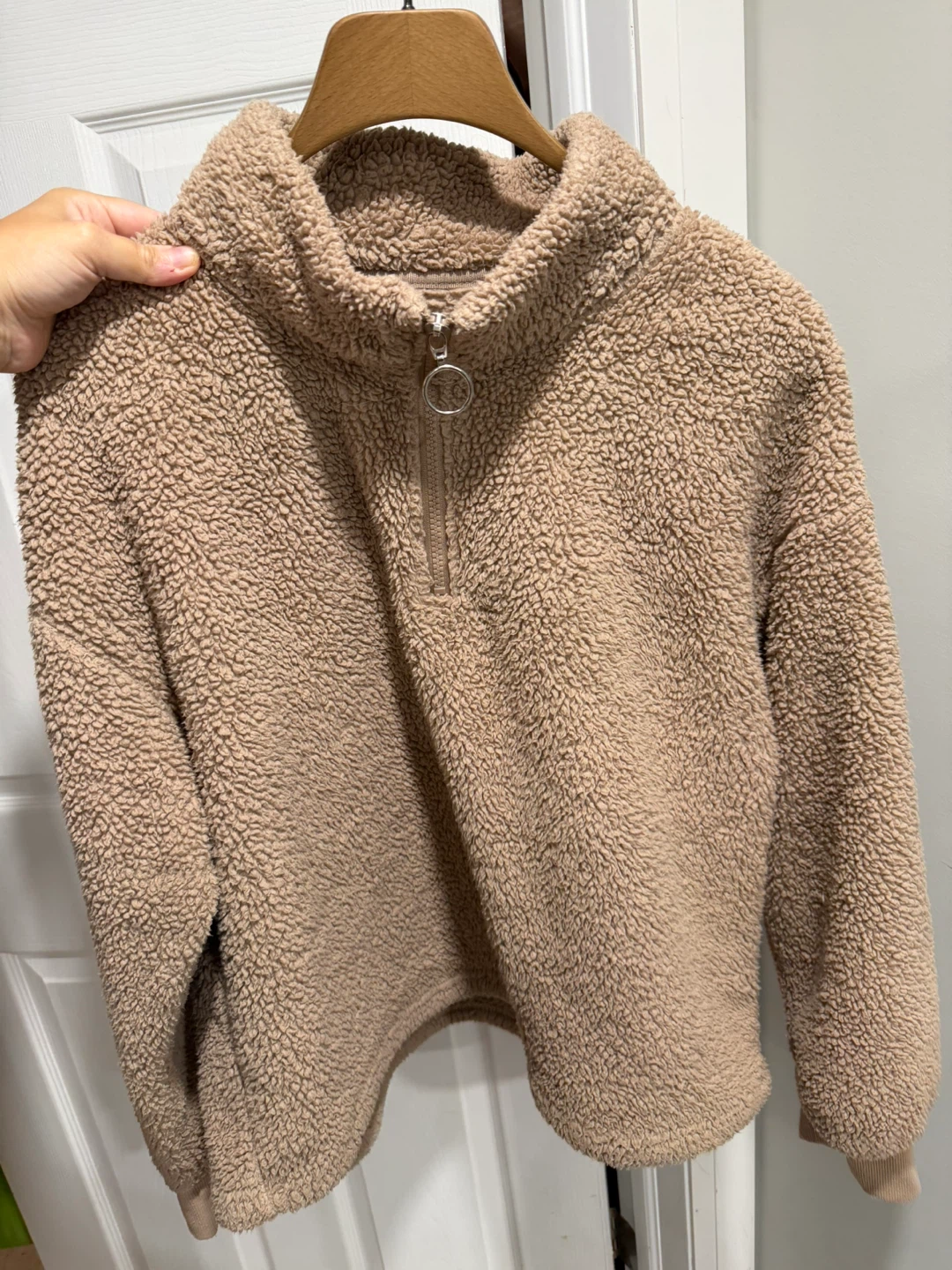 Tan Sherpa Pullover - Cozy & Warm XL