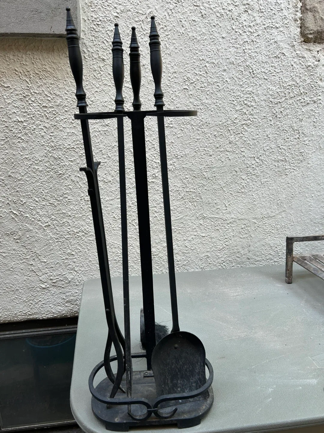 Tall set Black metal fireplace tools poker wood burning fire image indicator(7)