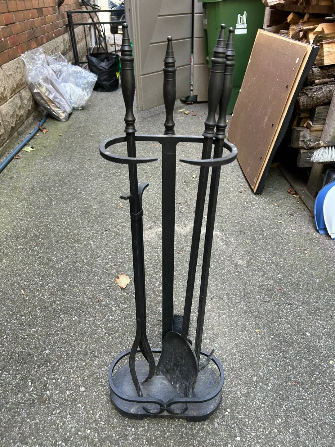 Tall set Black metal fireplace tools poker wood burning fire image indicator(8)