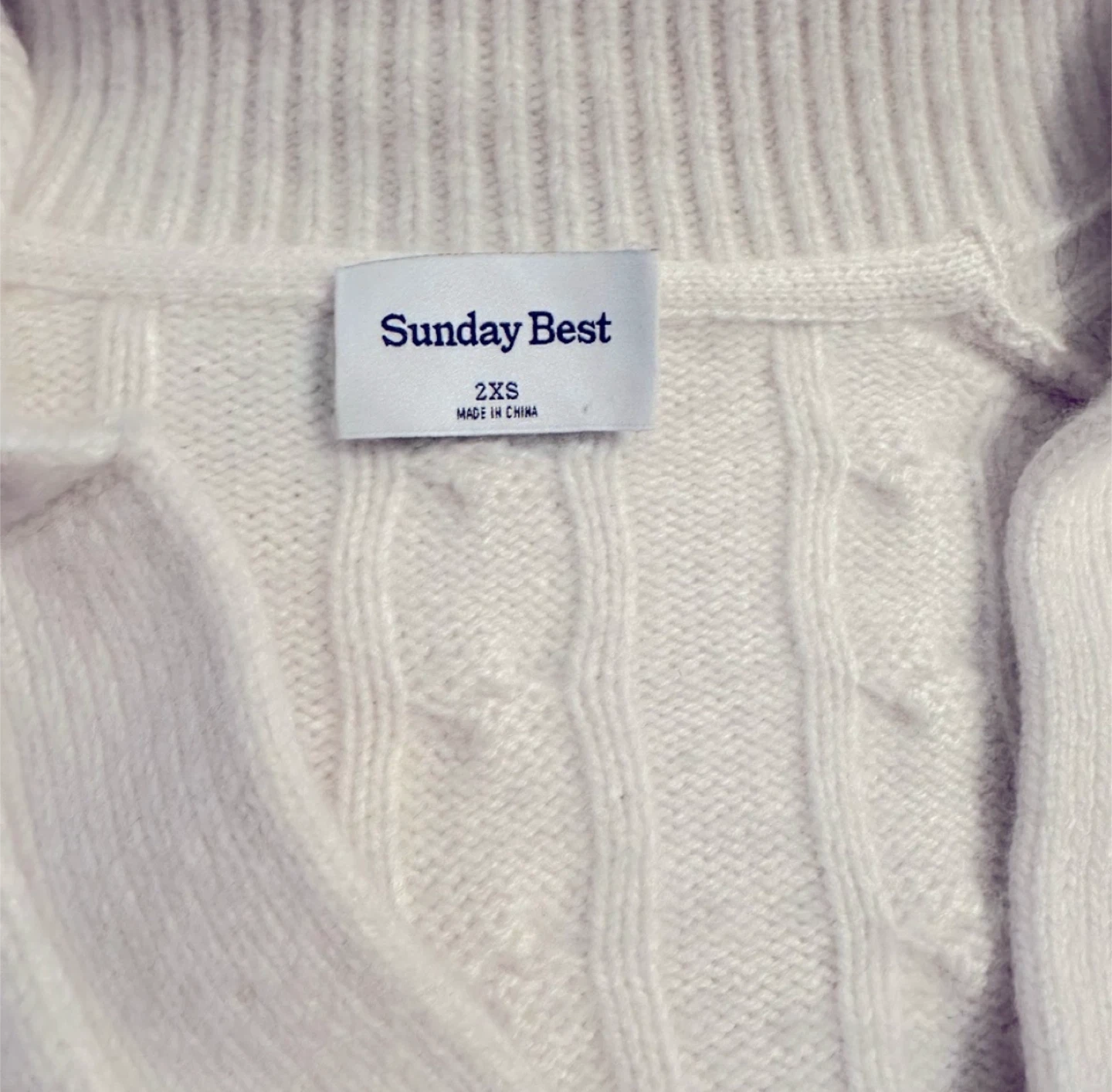 Sunday Best Cream Cable Knit Sweater - 2XS - photo 2