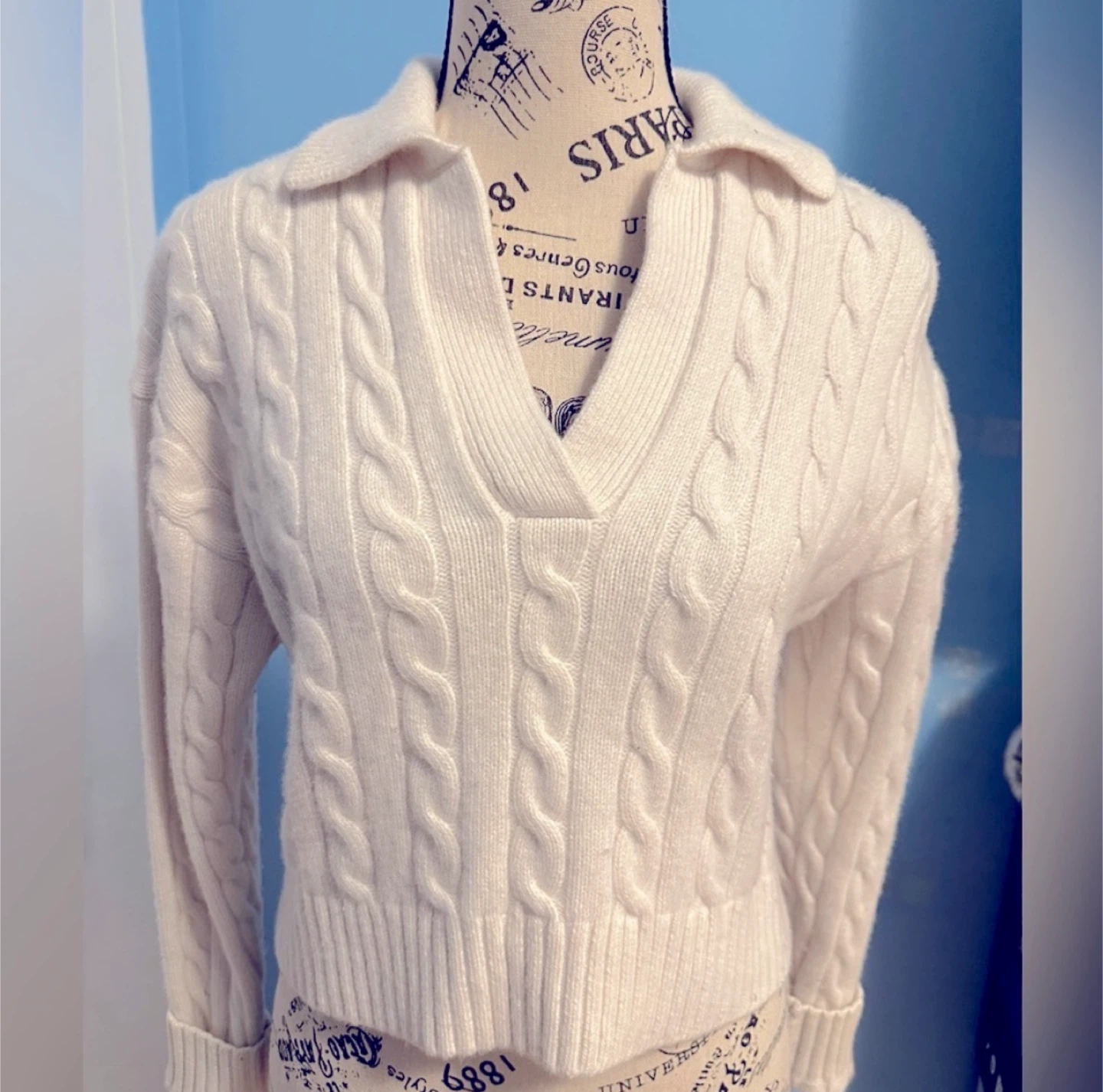 Sunday Best Cream Cable Knit Sweater - 2XS - photo 4