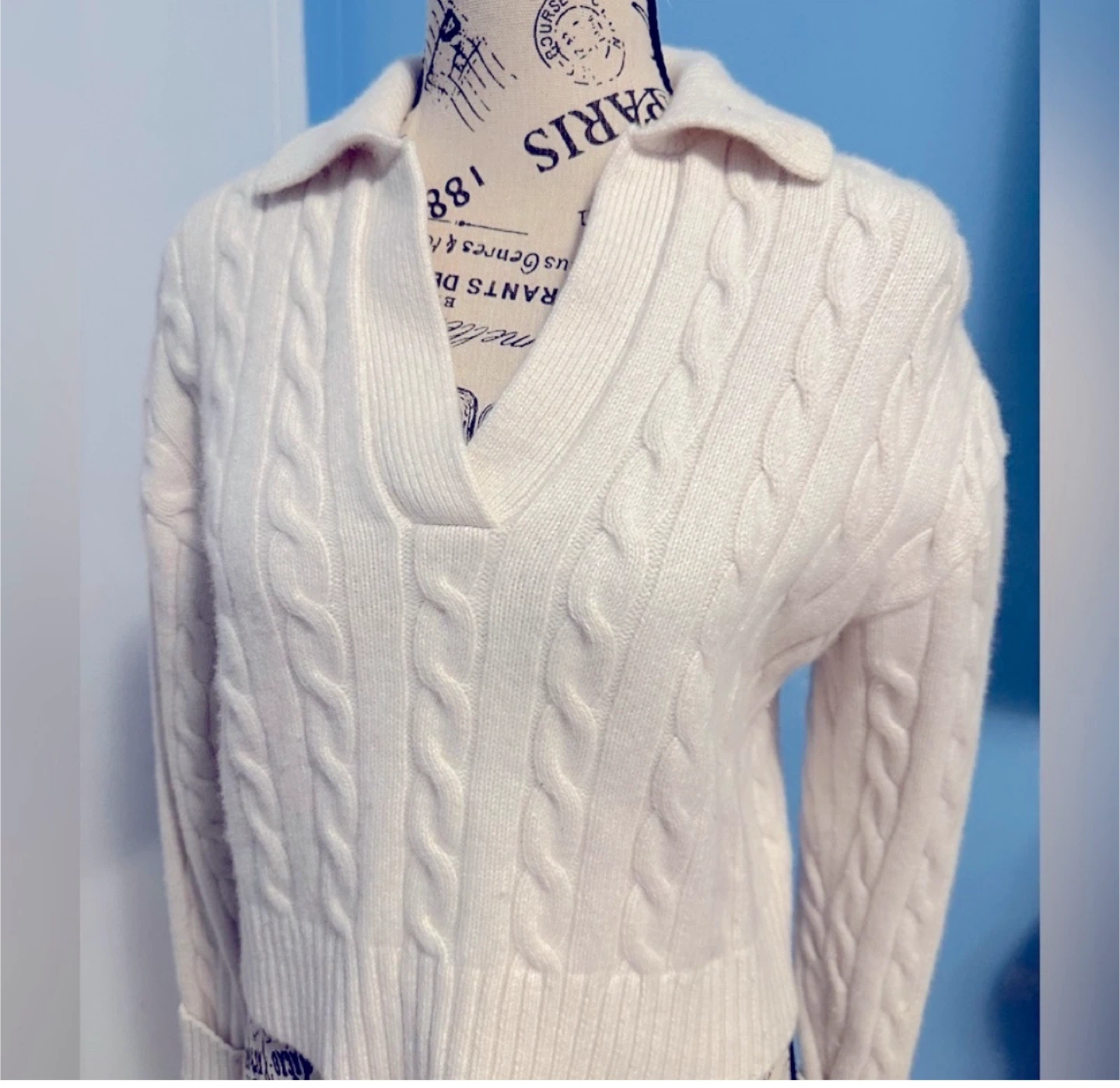 Sunday Best Cream Cable Knit Sweater - 2XS - photo 3