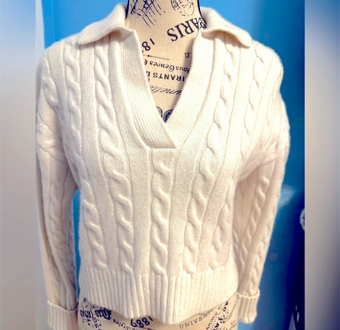 Sunday Best Cream Cable Knit Sweater - 2XS