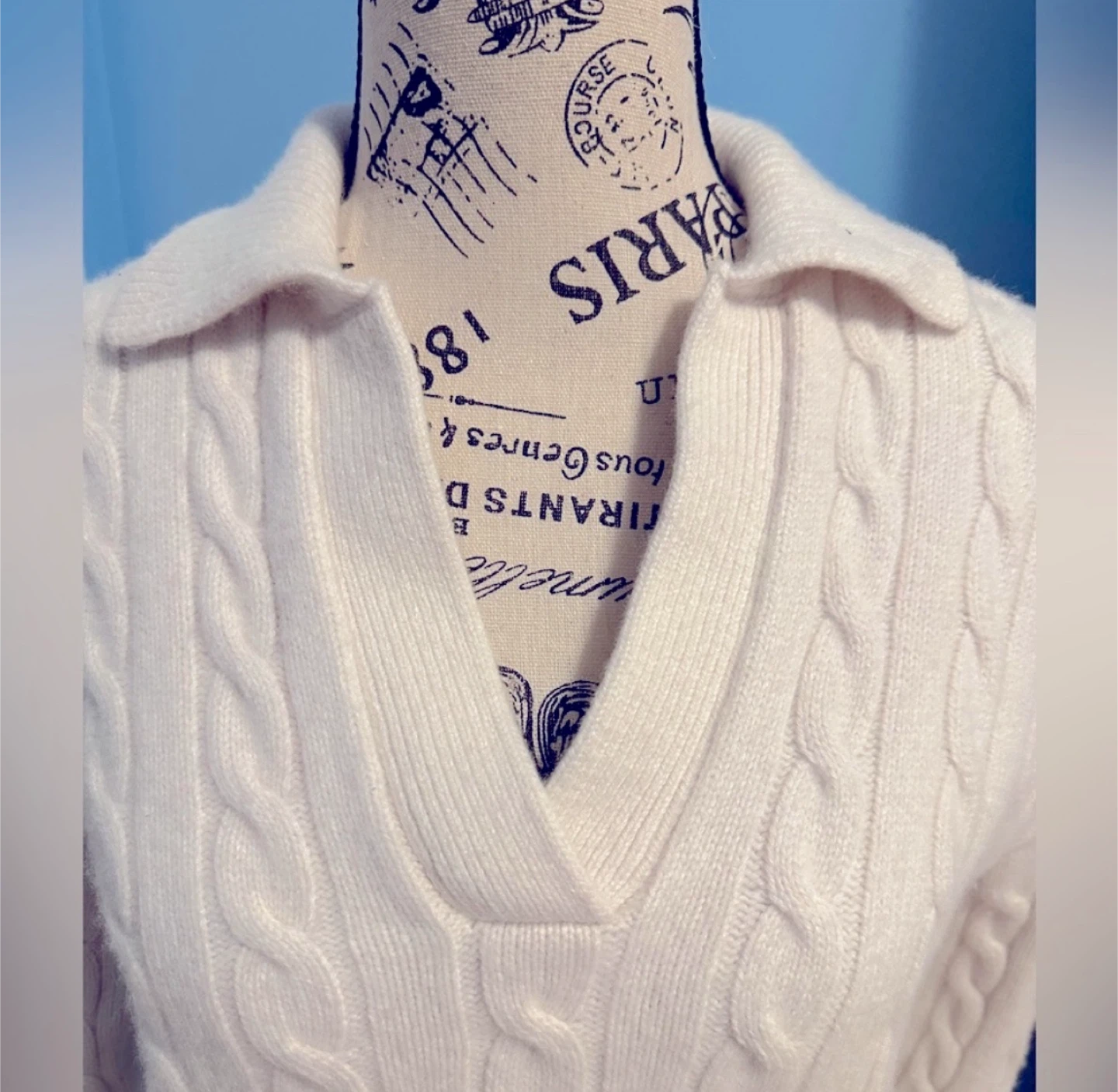 Sunday Best Cream Cable Knit Sweater - 2XS - photo 5