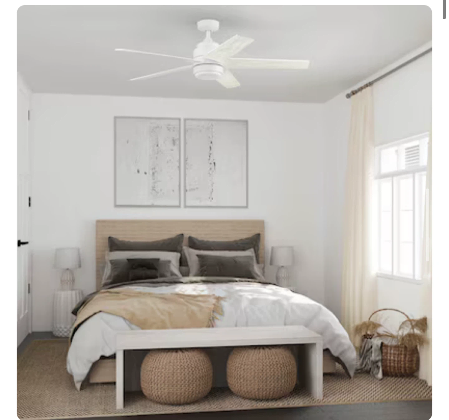 New Harbor Breeze 52-in White with White/Driftwood Blades - photo 5