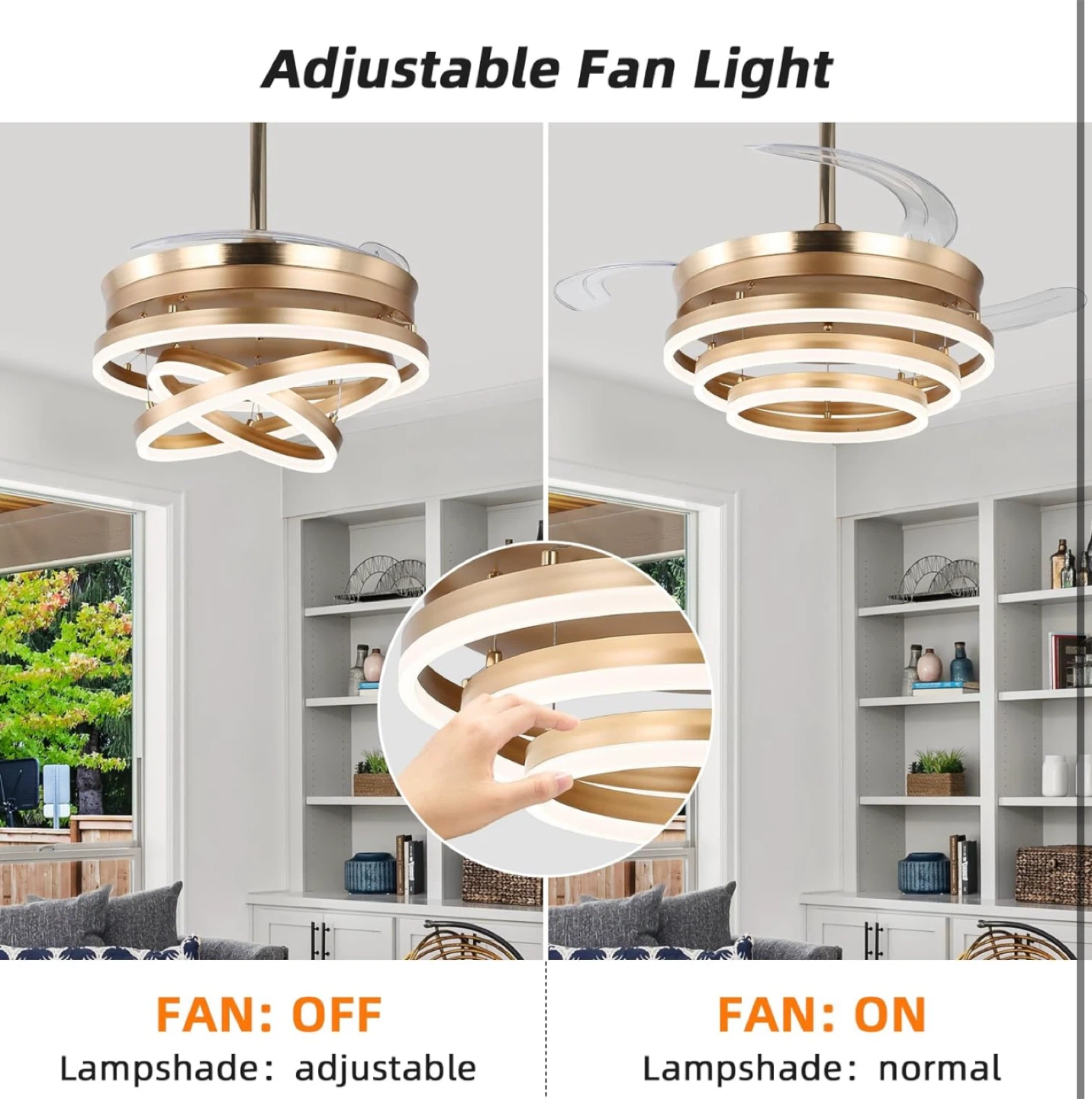 New 42 Inch Retractable Ceiling Fan with Lights,6 speeds - photo 4