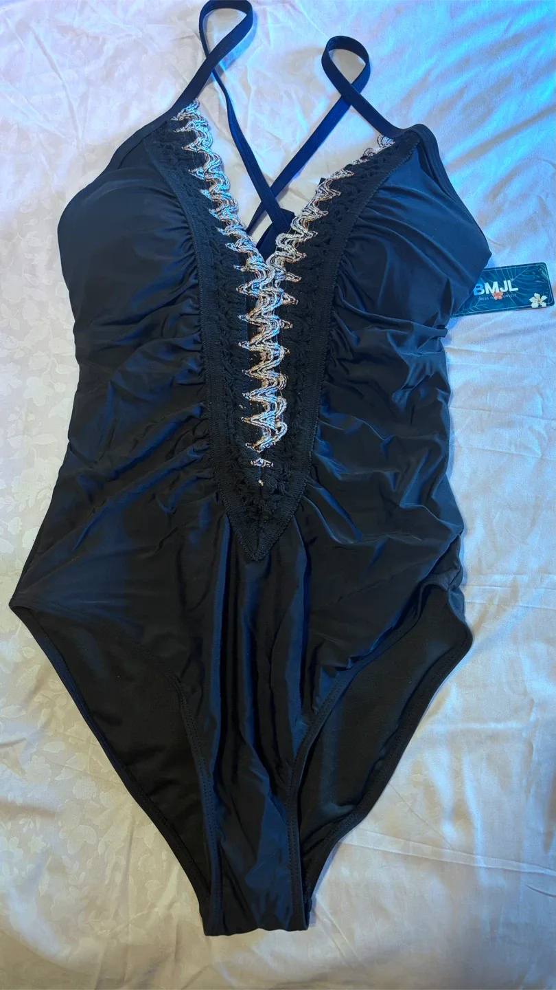 🧡SMJL Swimsuit - Black One Piece image indicator(2)