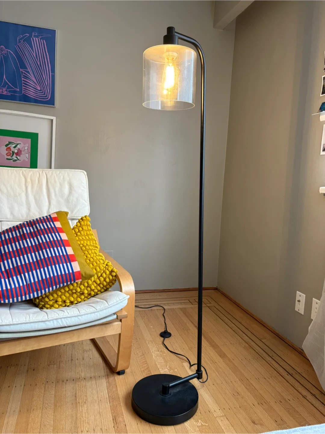 Industrial Black Floor Lamp glass shade thumbnail