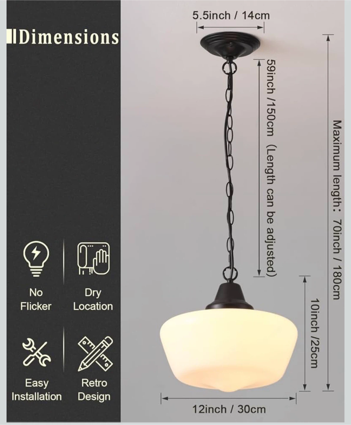 Schoolhouse Pendant Light - Adjustable Length - photo 4