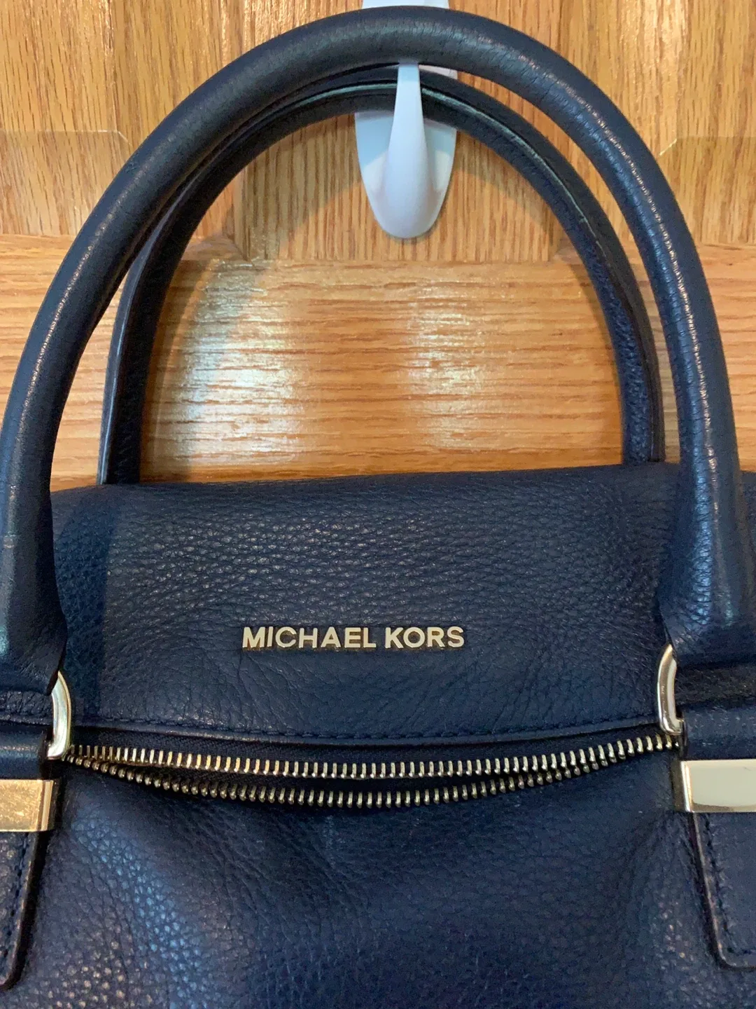 Michael Kors Navy Blue Leather Satchel thumbnail