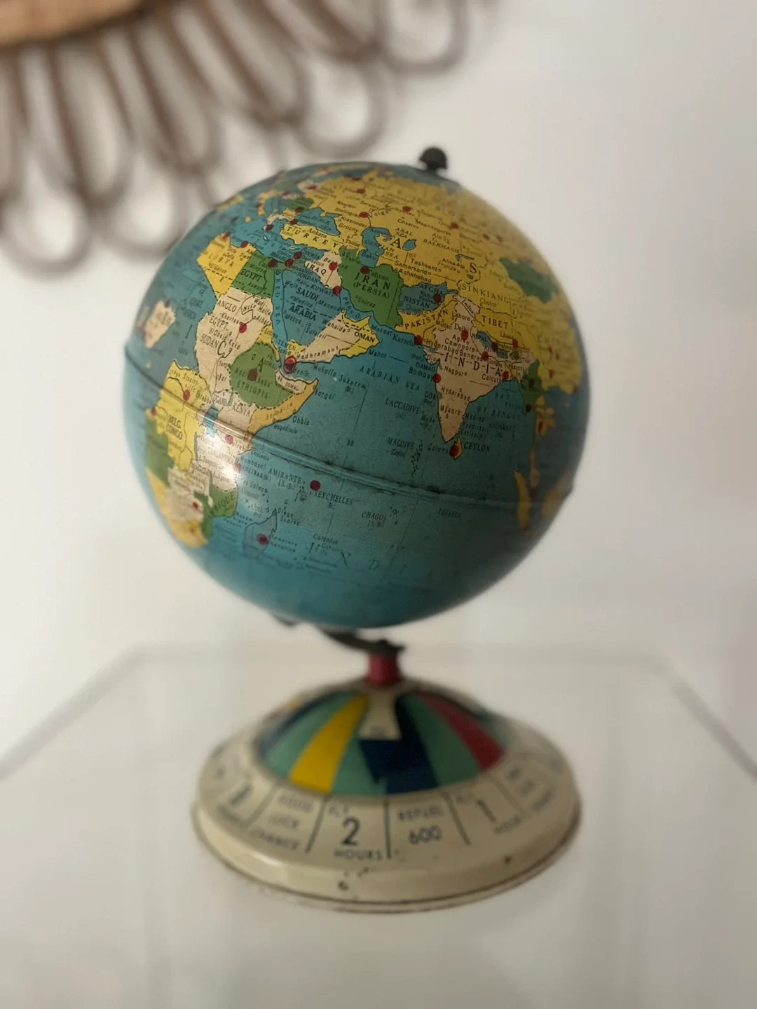 Vintage Metal Globe with Luck Indicator