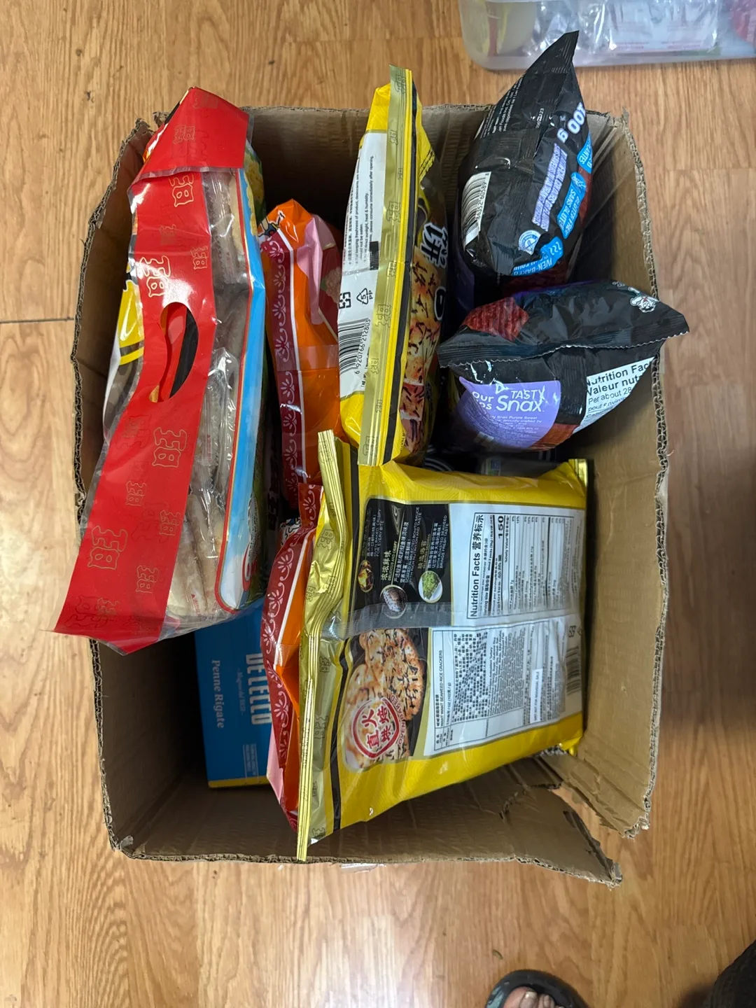 Box of Snacks and Pasta