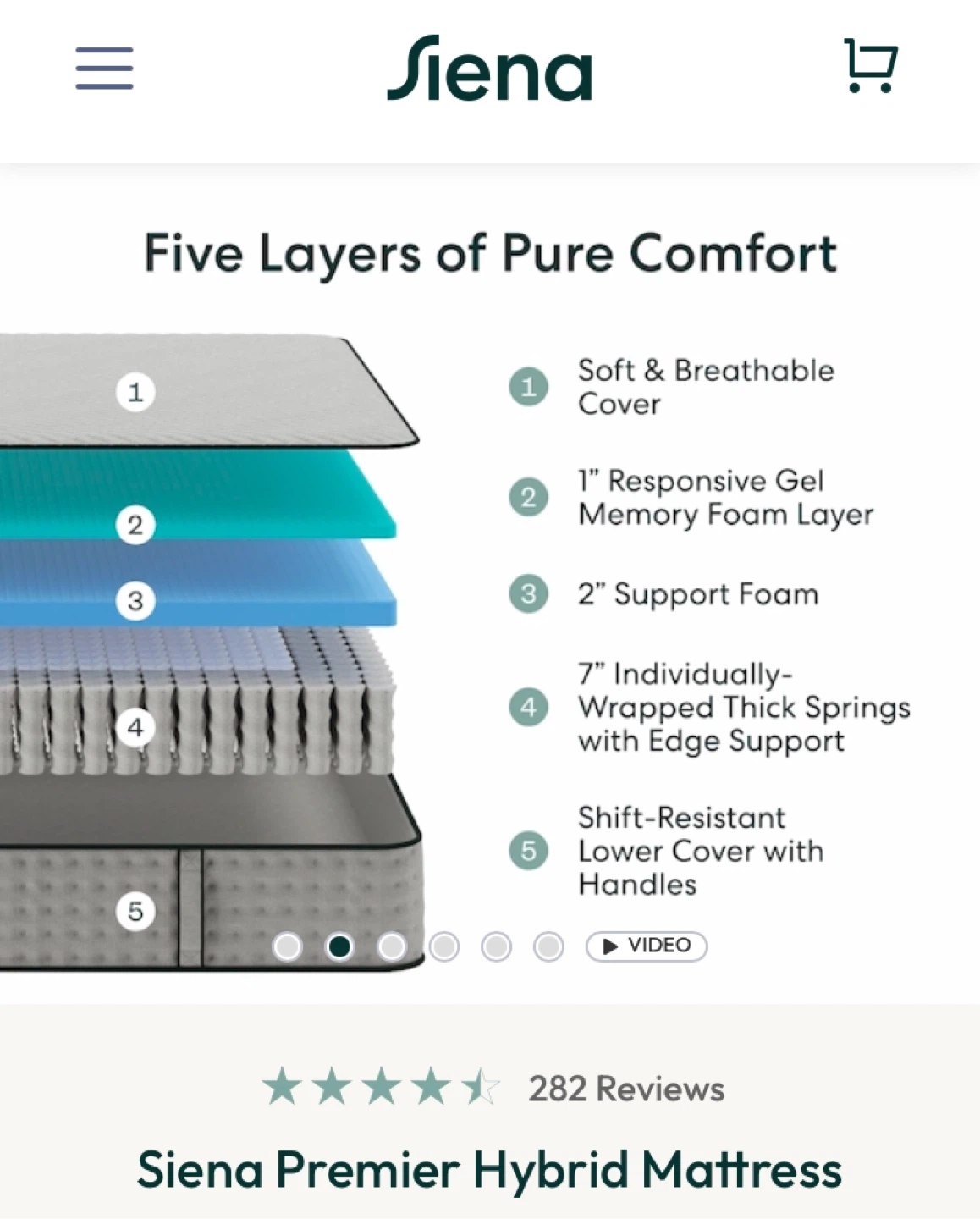Full Siena Premier Hybrid Mattress