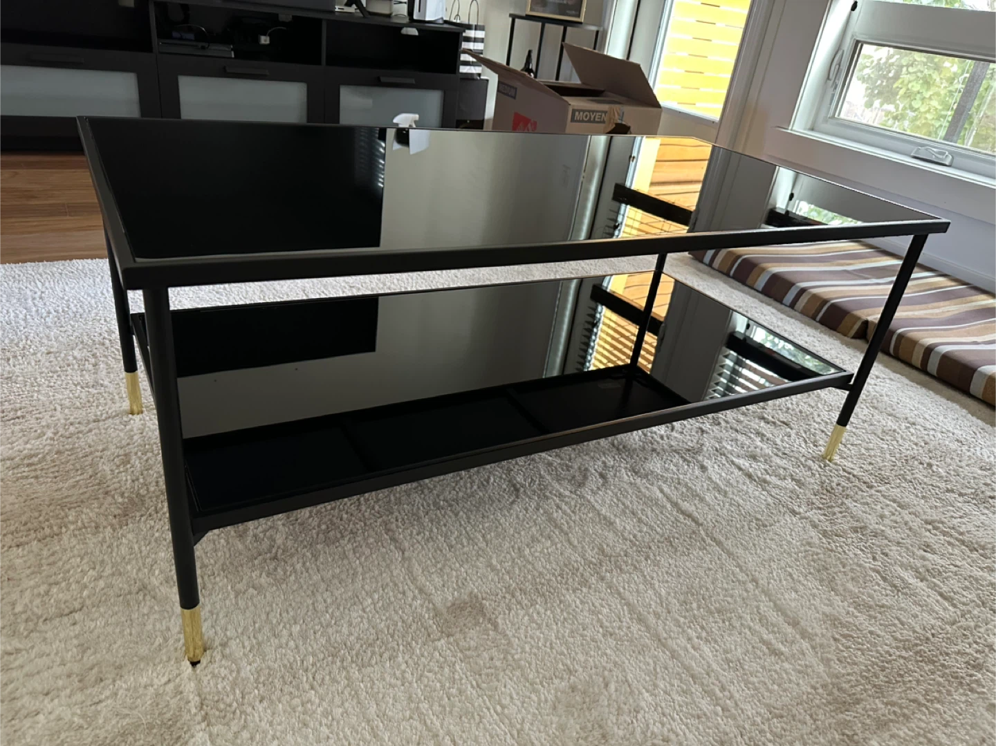Black Glass Top Coffee Table - photo 2