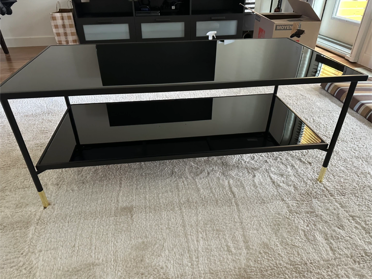 Black Glass Top Coffee Table - photo 3