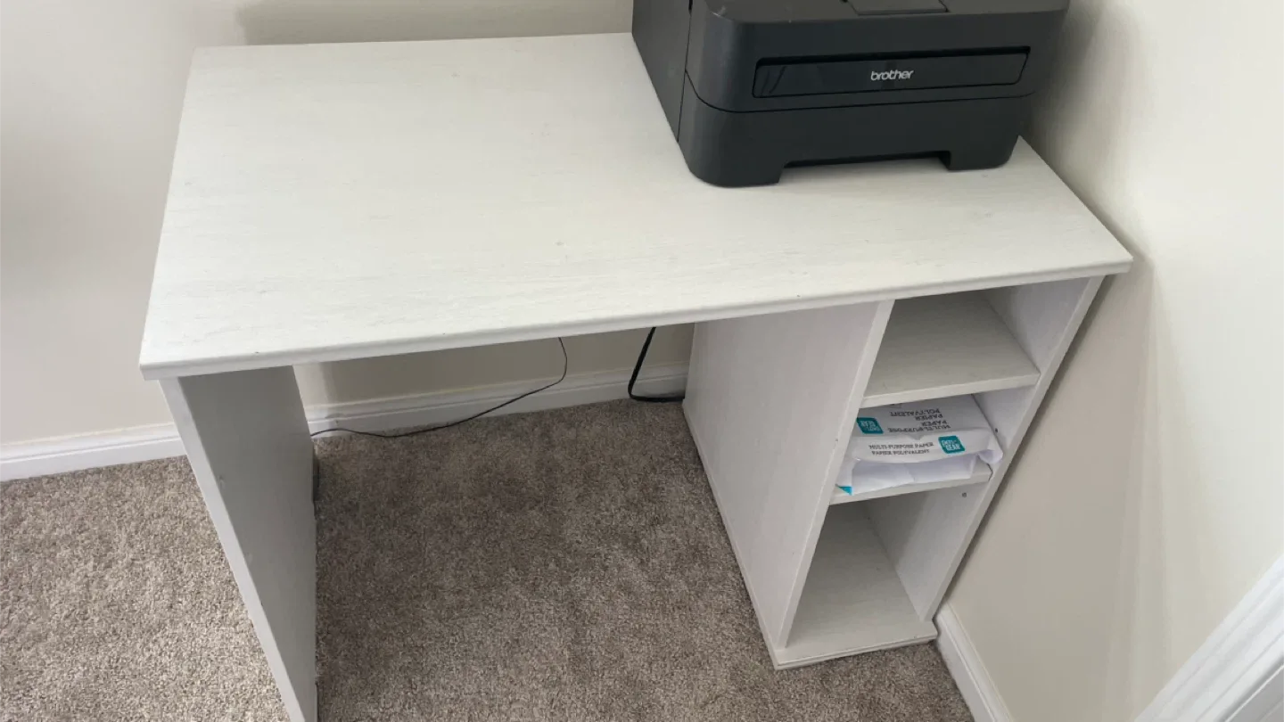 White Wooden Desk with Storage thumbnail