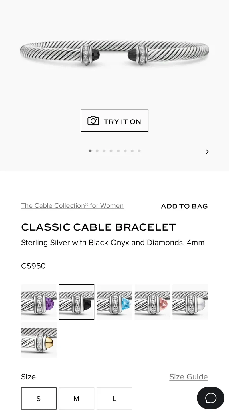 David Yurman Classic Cable * Silver with Diamonds & Black Onyx