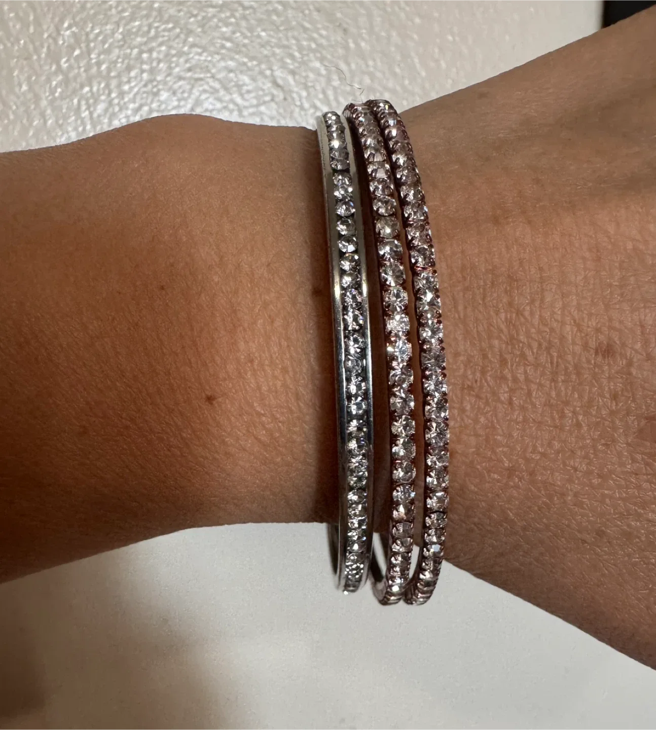 🧡Set of 3 Rhinestone Bangle Bracelets image indicator(3)