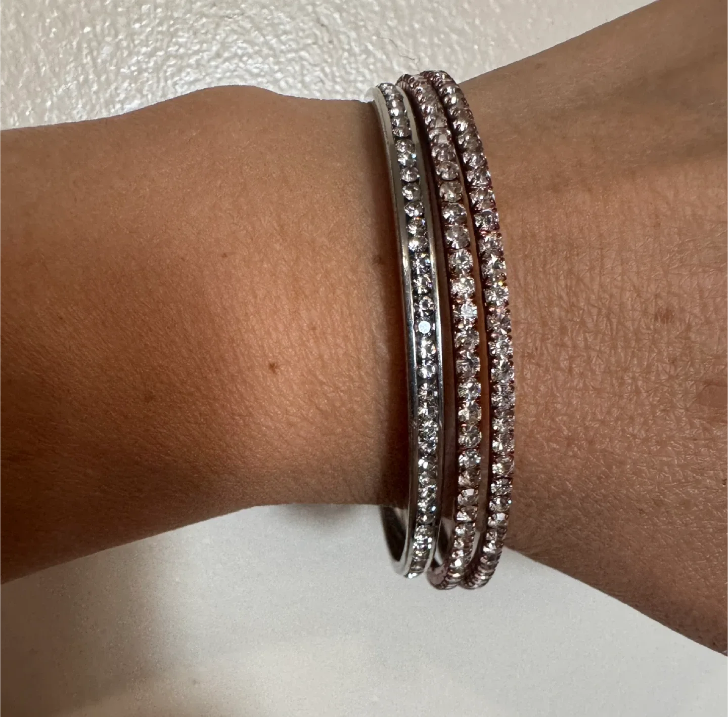 🧡Set of 3 Rhinestone Bangle Bracelets image indicator(2)