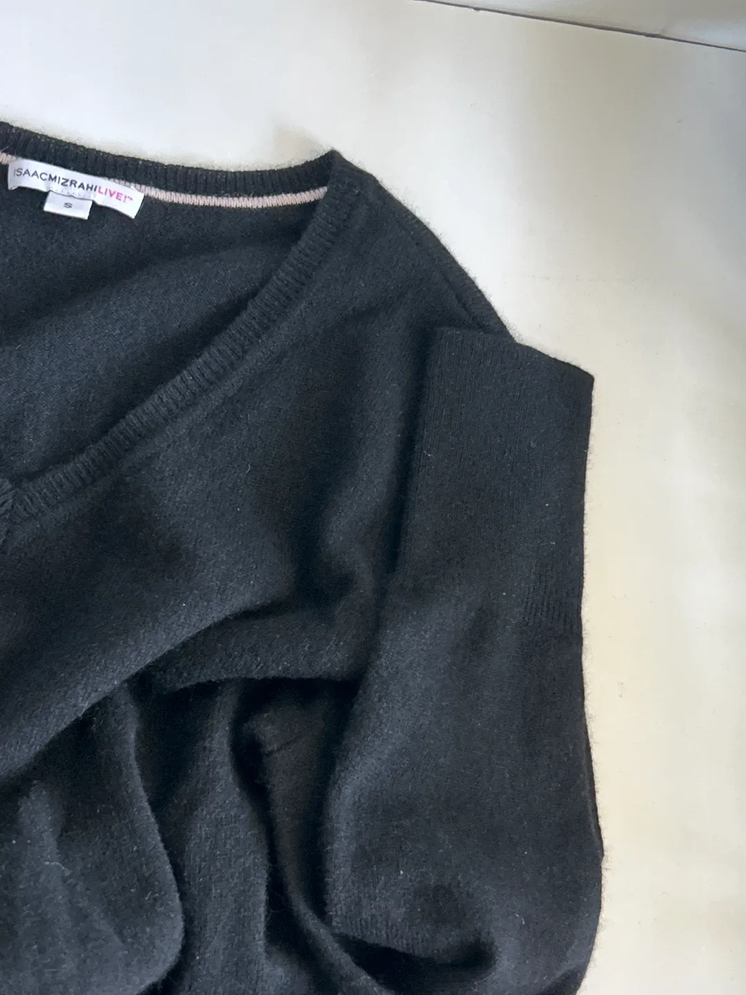 Isaac Mizrahi Live! Black Cashmere Ruffle Sweater - Size S image indicator(5)