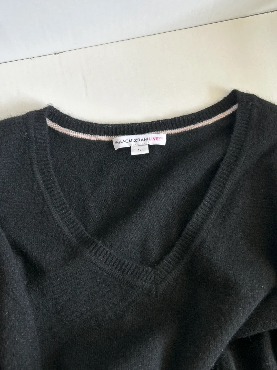Isaac Mizrahi Live! Black Cashmere Ruffle Sweater - Size S image indicator(6)