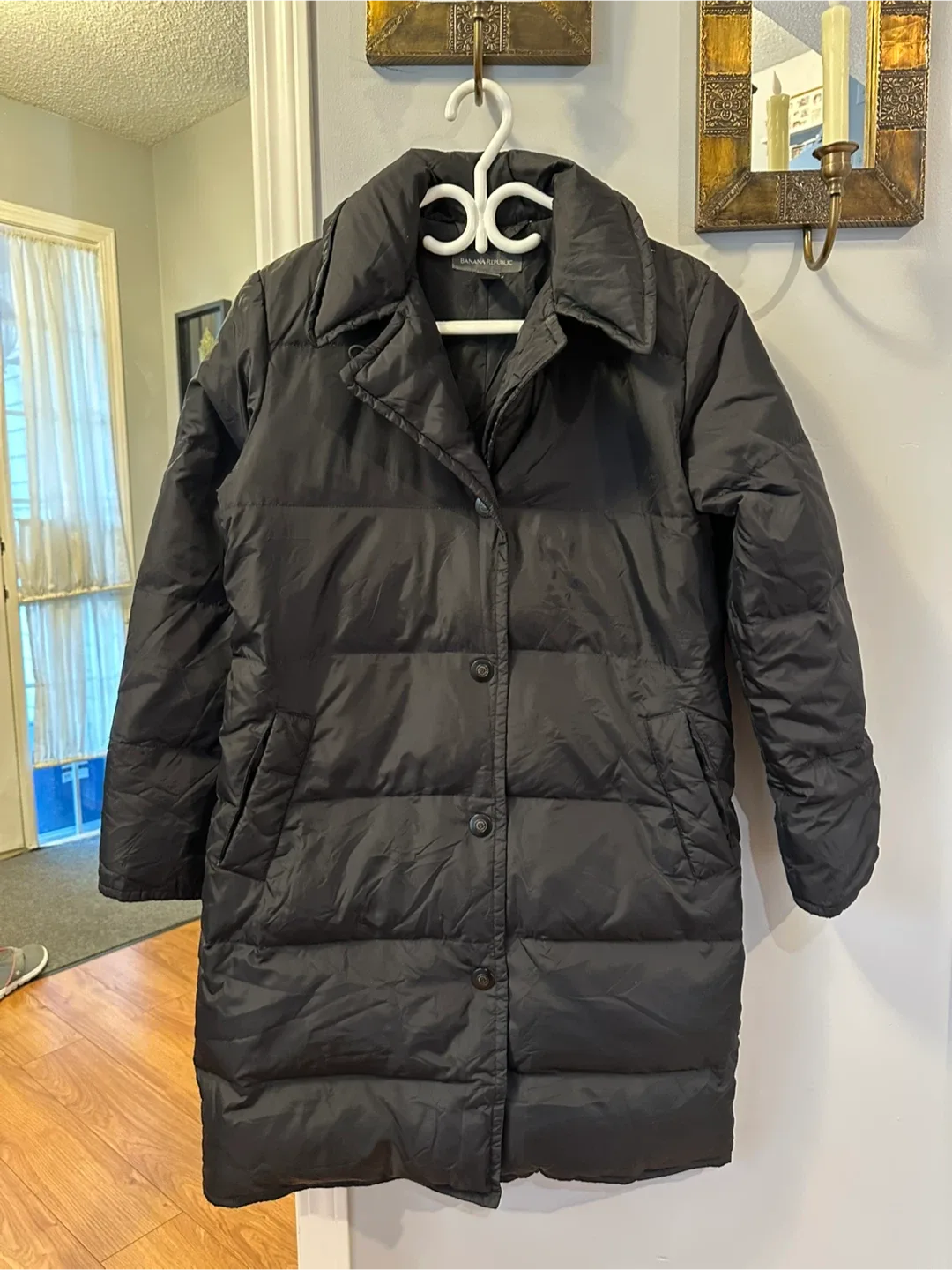 Banana Republic Black Down Puffer Coat - Size S thumbnail