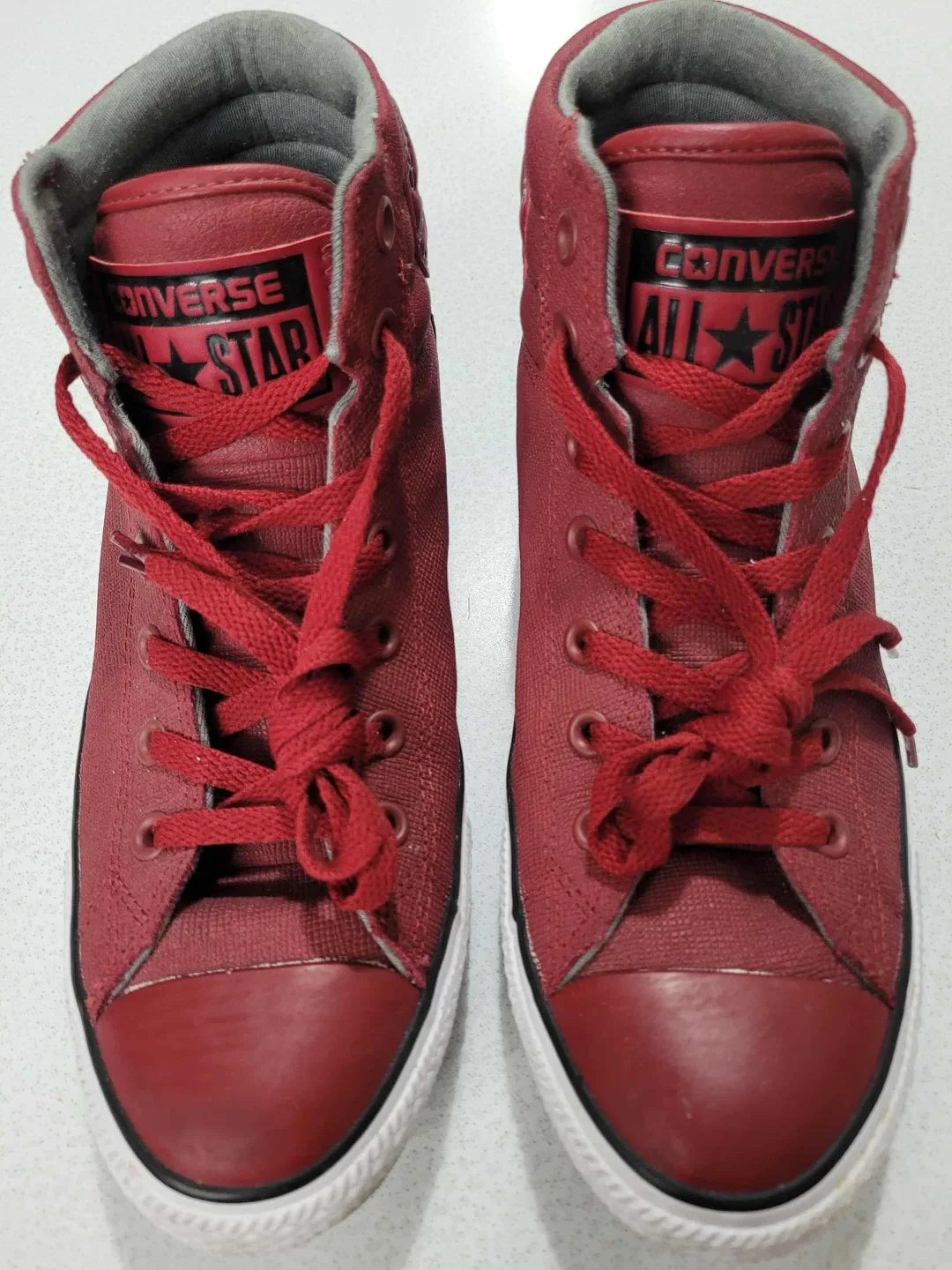 Converse All Star High Top shoes leather textured- Red - US 9 image indicator(2)