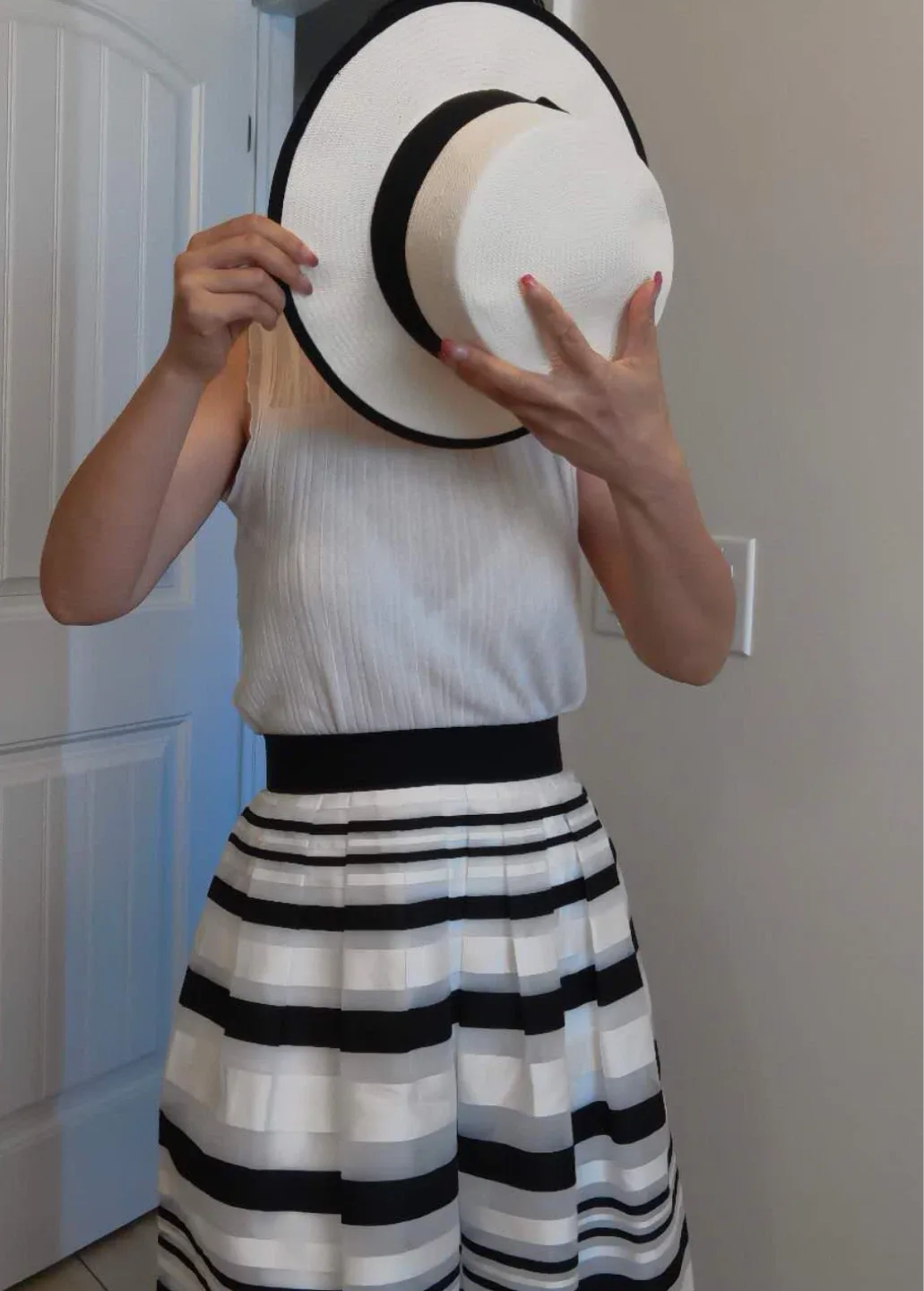 Striped Skirt - Black, White, & Grey image indicator(2)