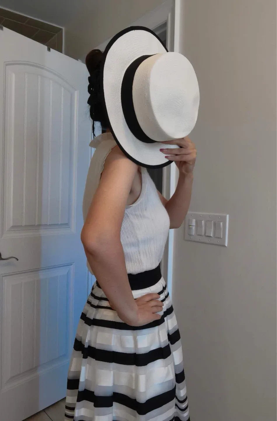 Striped Skirt - Black, White, & Grey image indicator(3)