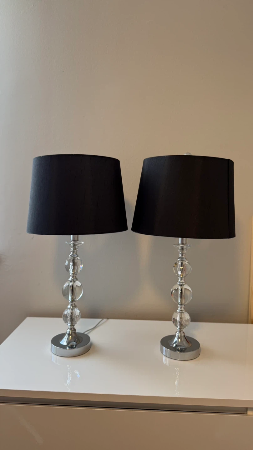 Table Lamps - Crystal Ball Design, Black Shades - photo 2