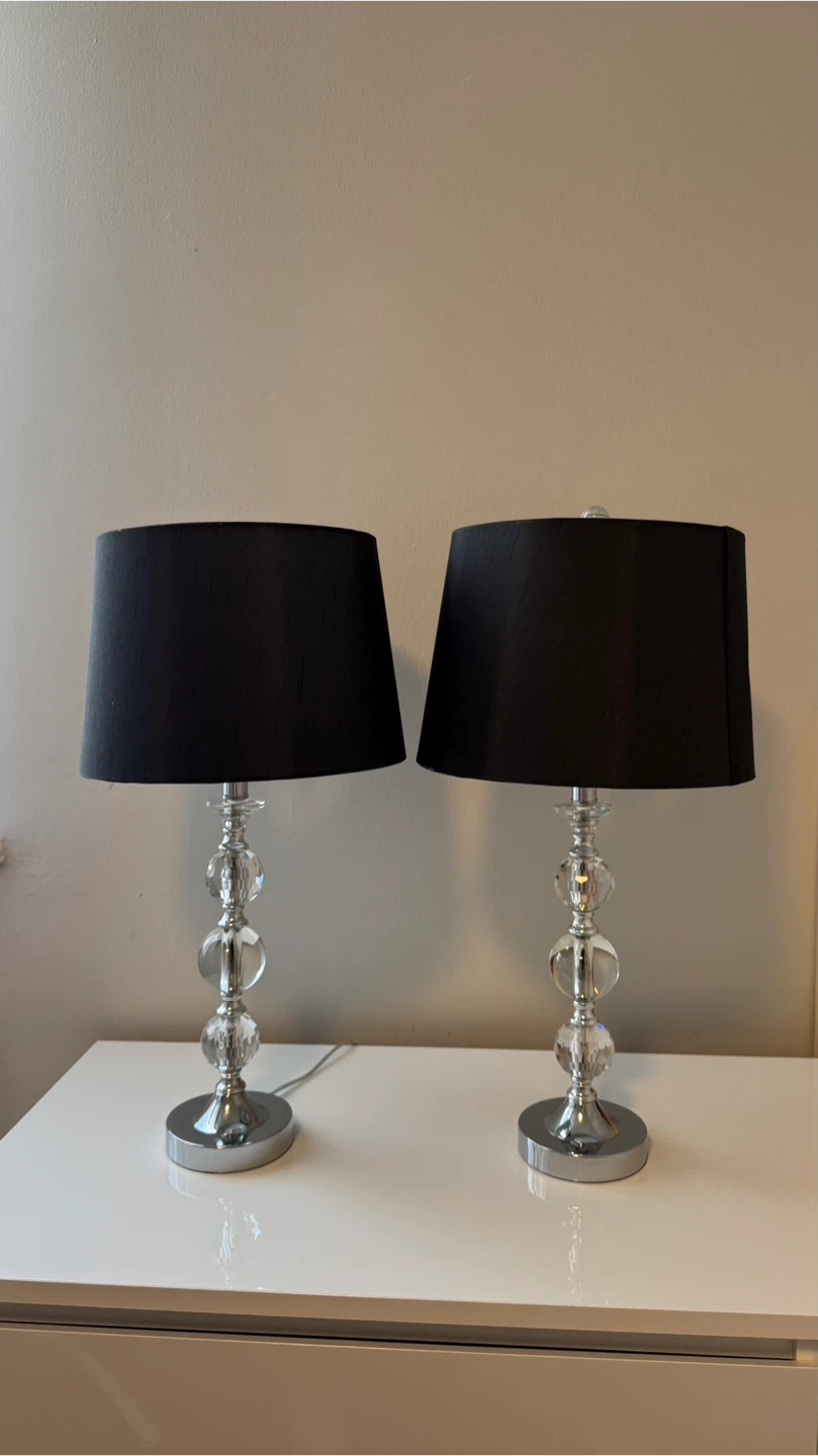 Table Lamps - Crystal Ball Design, Black Shades