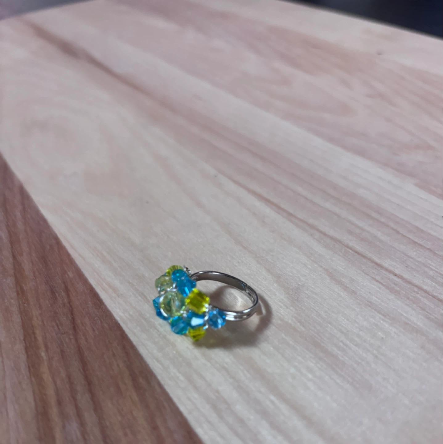 Handmade Beaded Ring - Blue & Yellow - photo 2