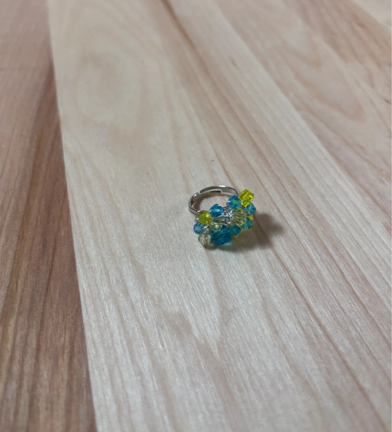 Handmade Beaded Ring - Blue & Yellow - photo 3