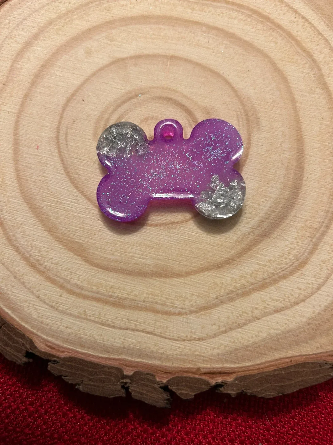 Purple Glitter Dog Bone Tag