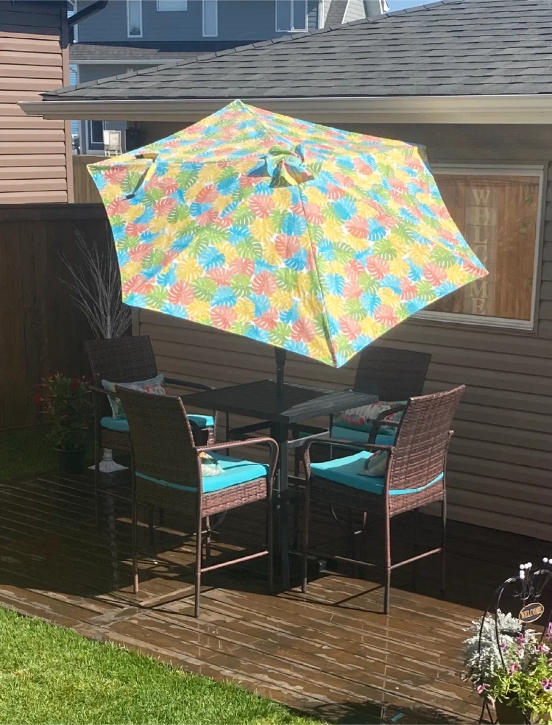7 Piece Patio Set with Umbrella & heavy stand image indicator(3)