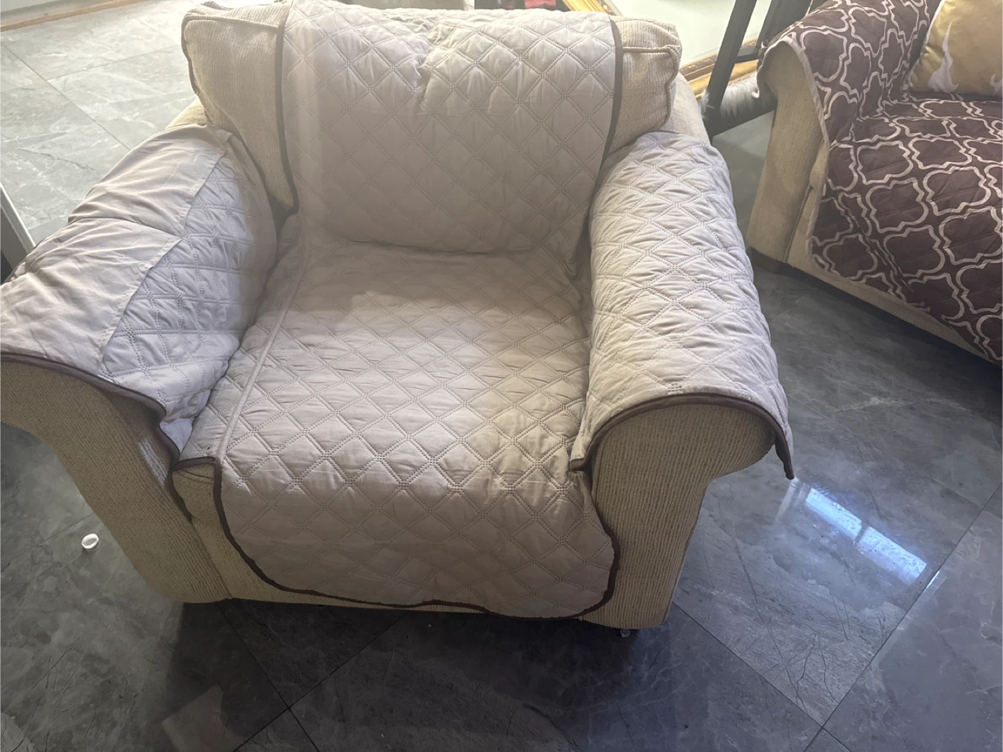 Beige Sofa and Armchair Set - photo 3