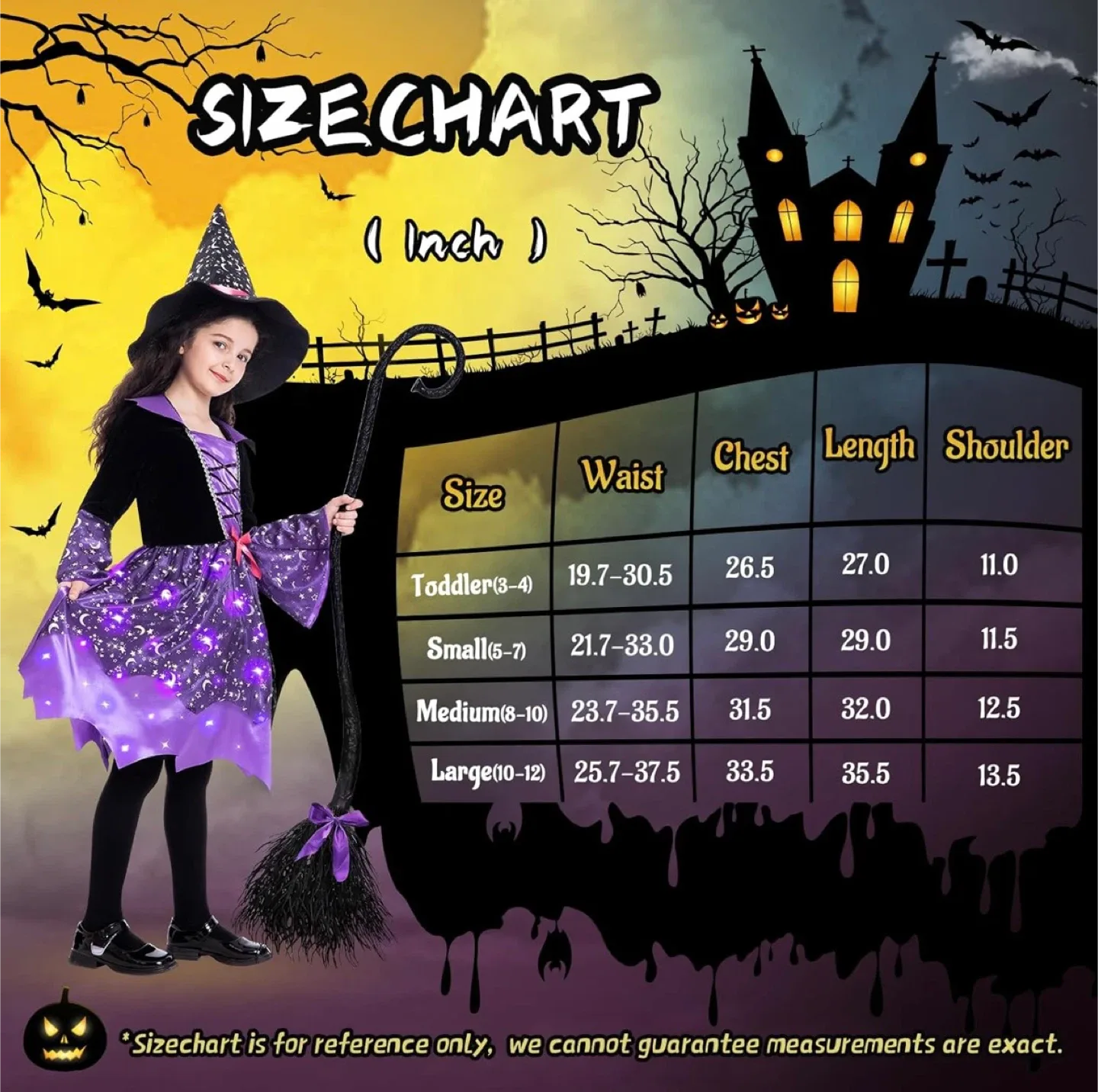 Witch Costume with Light Up Dress & Broom - Size Medium image indicator(2)
