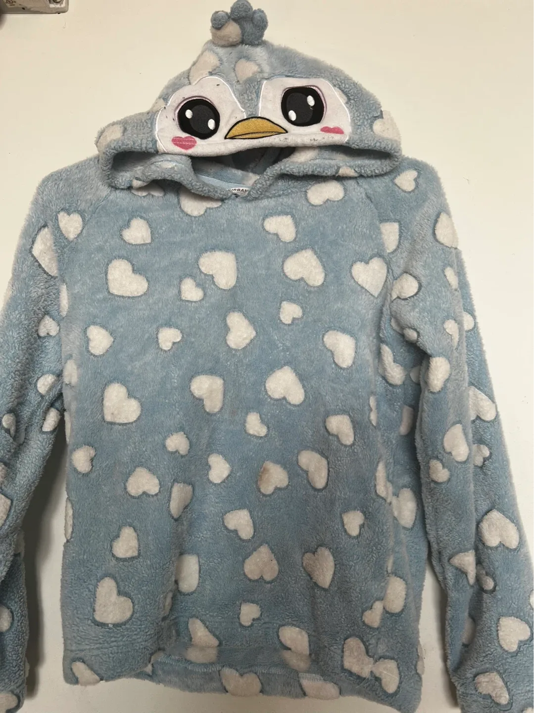 Urban Baby Blue Heart Penguin Hoodie thumbnail