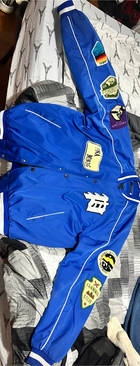 💙Blue Varsity windbreaker Jacket for sale at $60 size Large